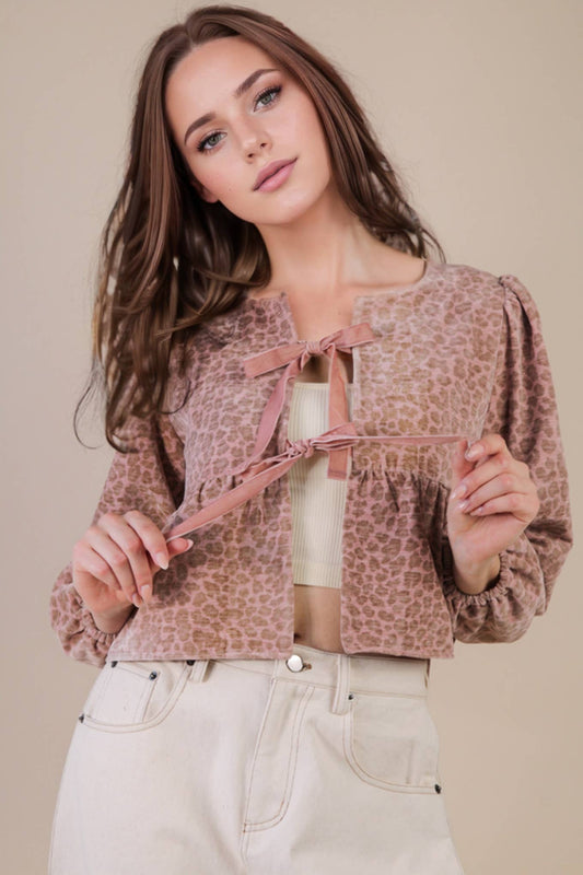 Little Miss Leopard Tie Top