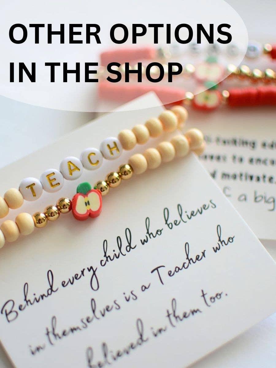 Teacher Apple Charm Bracelet Stack