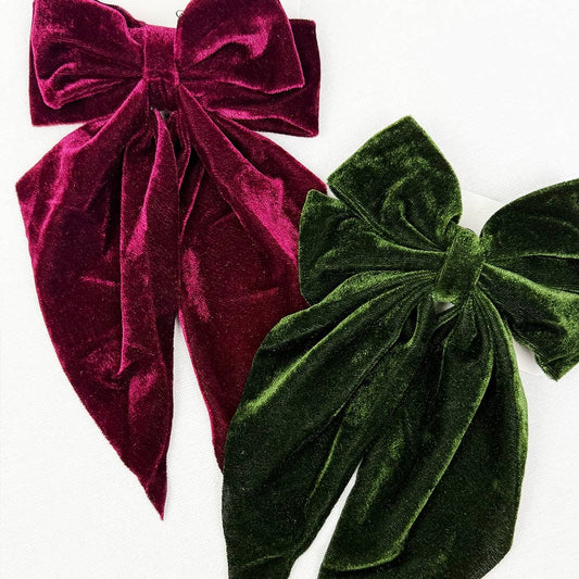 Must Have Large Long Tail Velvet Bow Clips: MIX COLOR / ONE(12)