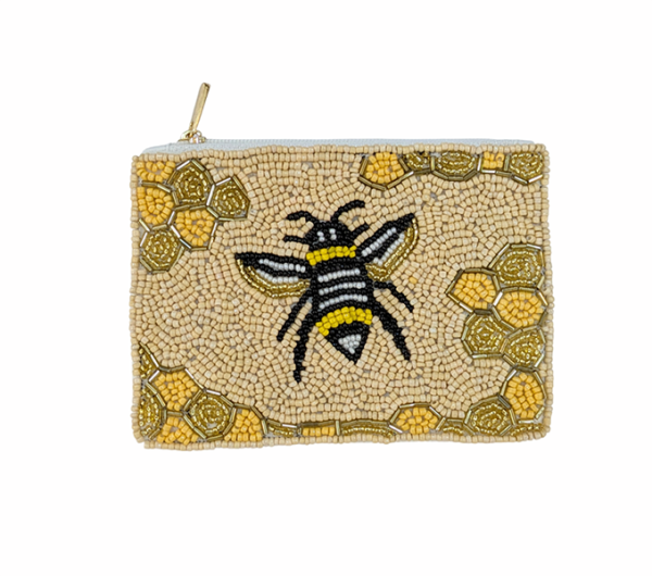 Ladies Fully Beaded BEES Themed Coin Purse
