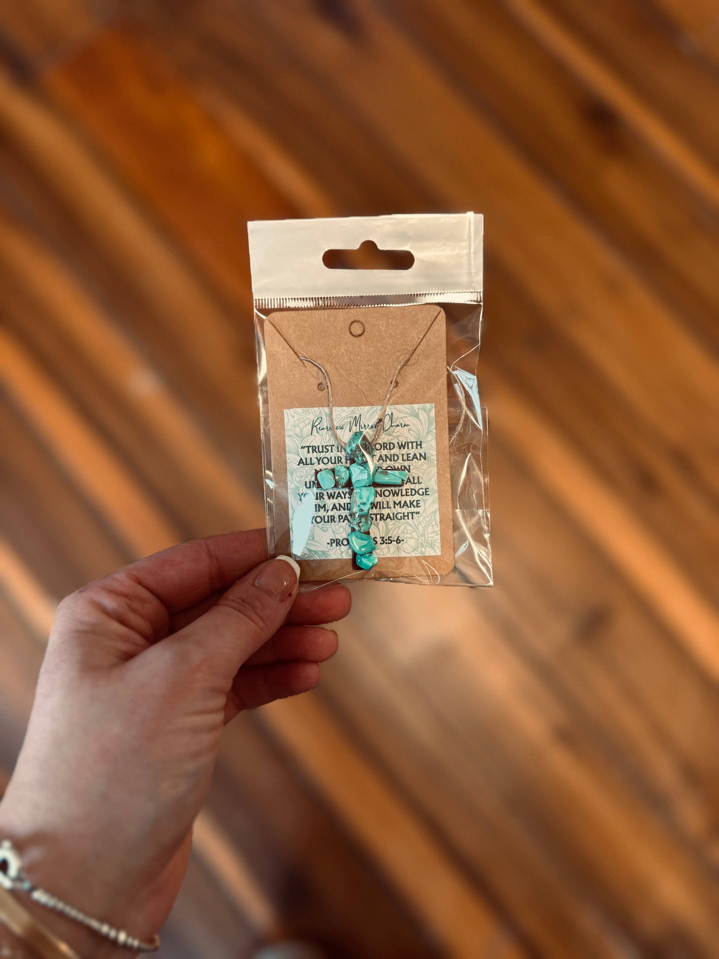 Rearview Mirror Turquoise Cross Charm: Default Title
