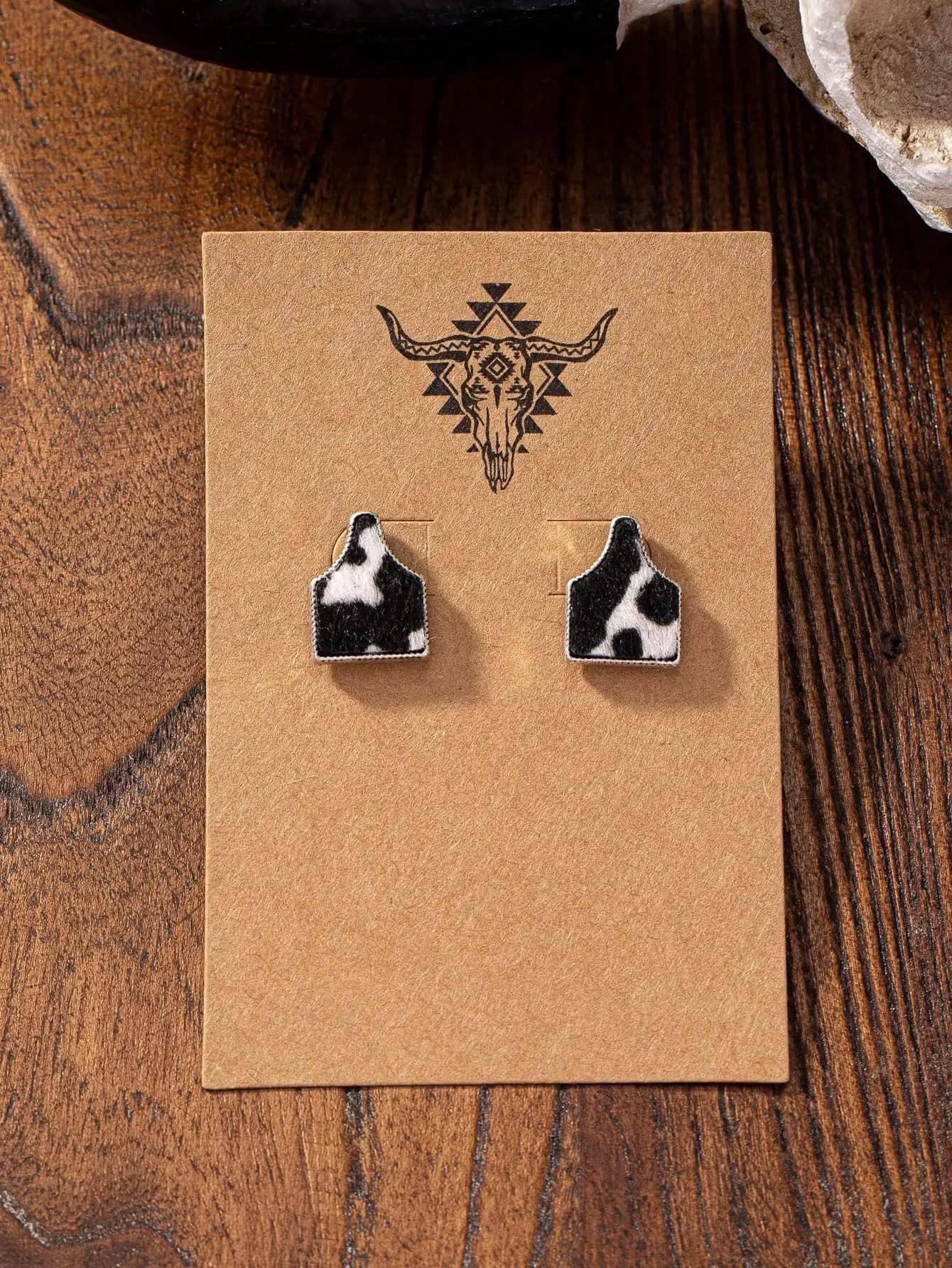 Cow Tag - Turquoise Stud Earrings: Turquoise