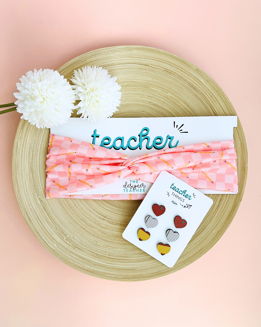 Teacher Twist Headband | Pencil Pink Fabric Headband