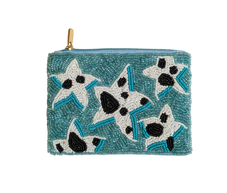 Ladies Stars Themed Fully Beaded Coin Purse
