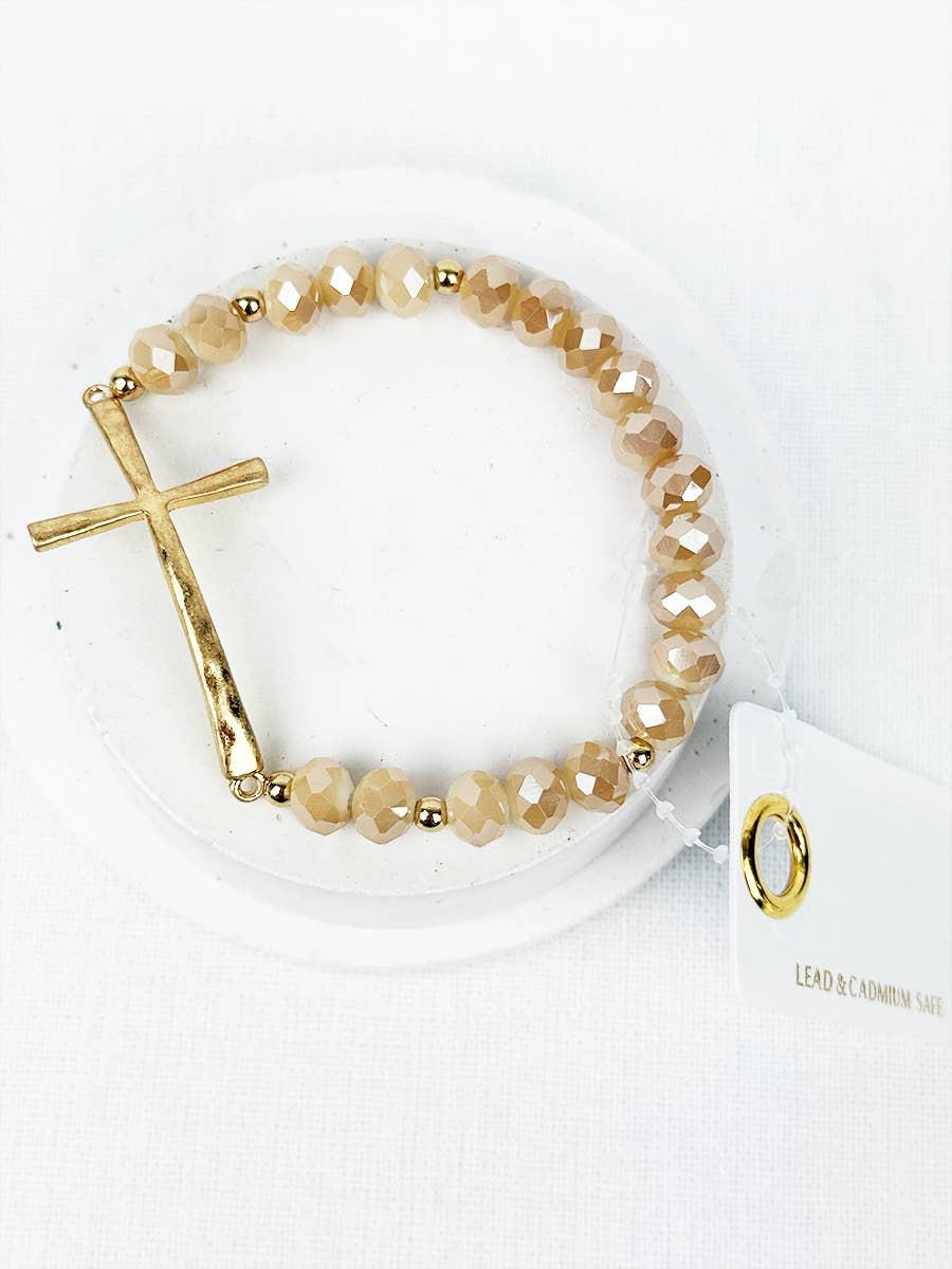 Brown Beaded Bracelet with Metallic Charm