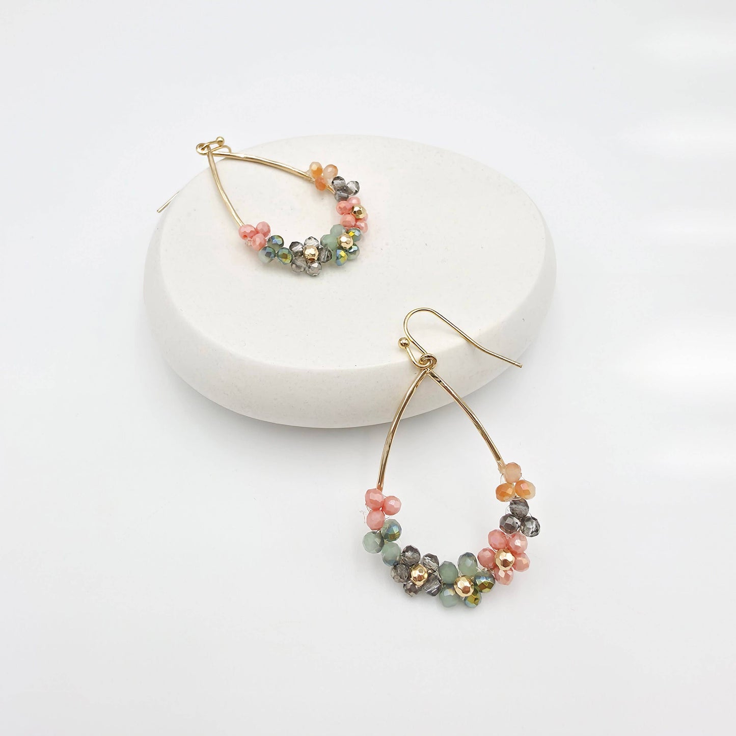 Multi Color Beaded Teardrop Earrings