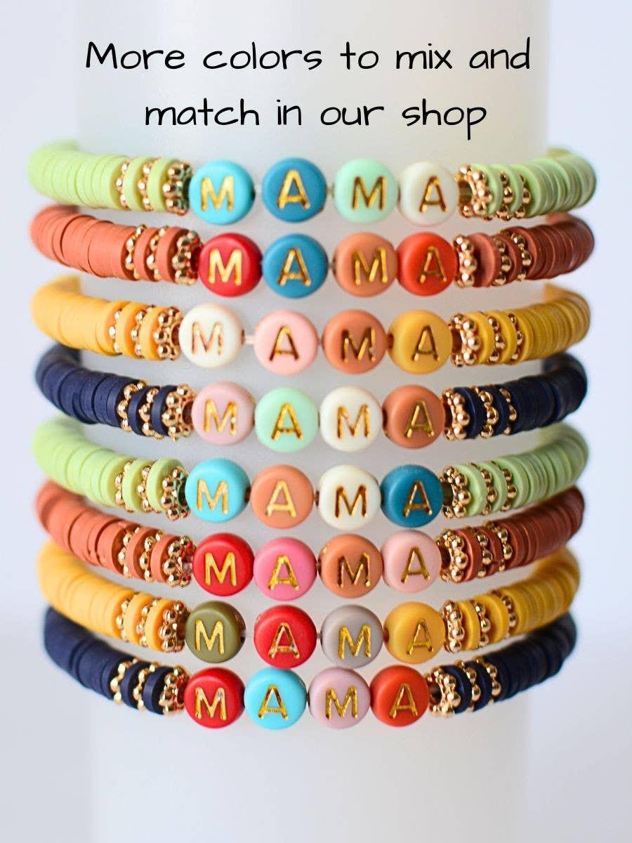 Multi-Colored MAMA Stretch Bracelet – Rust Red