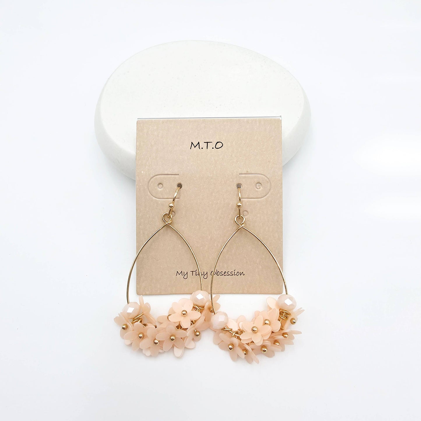 Blush Floral Cluster Teardrop Earrings