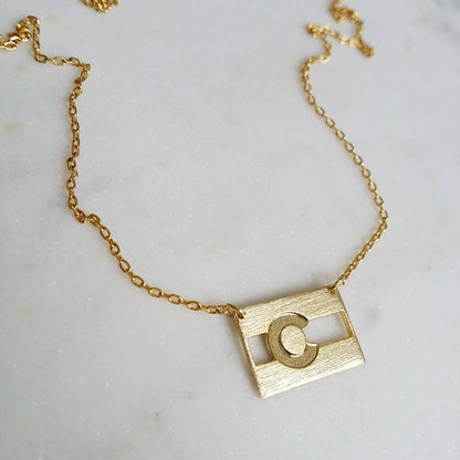 Colorado Flag Necklace: Gold