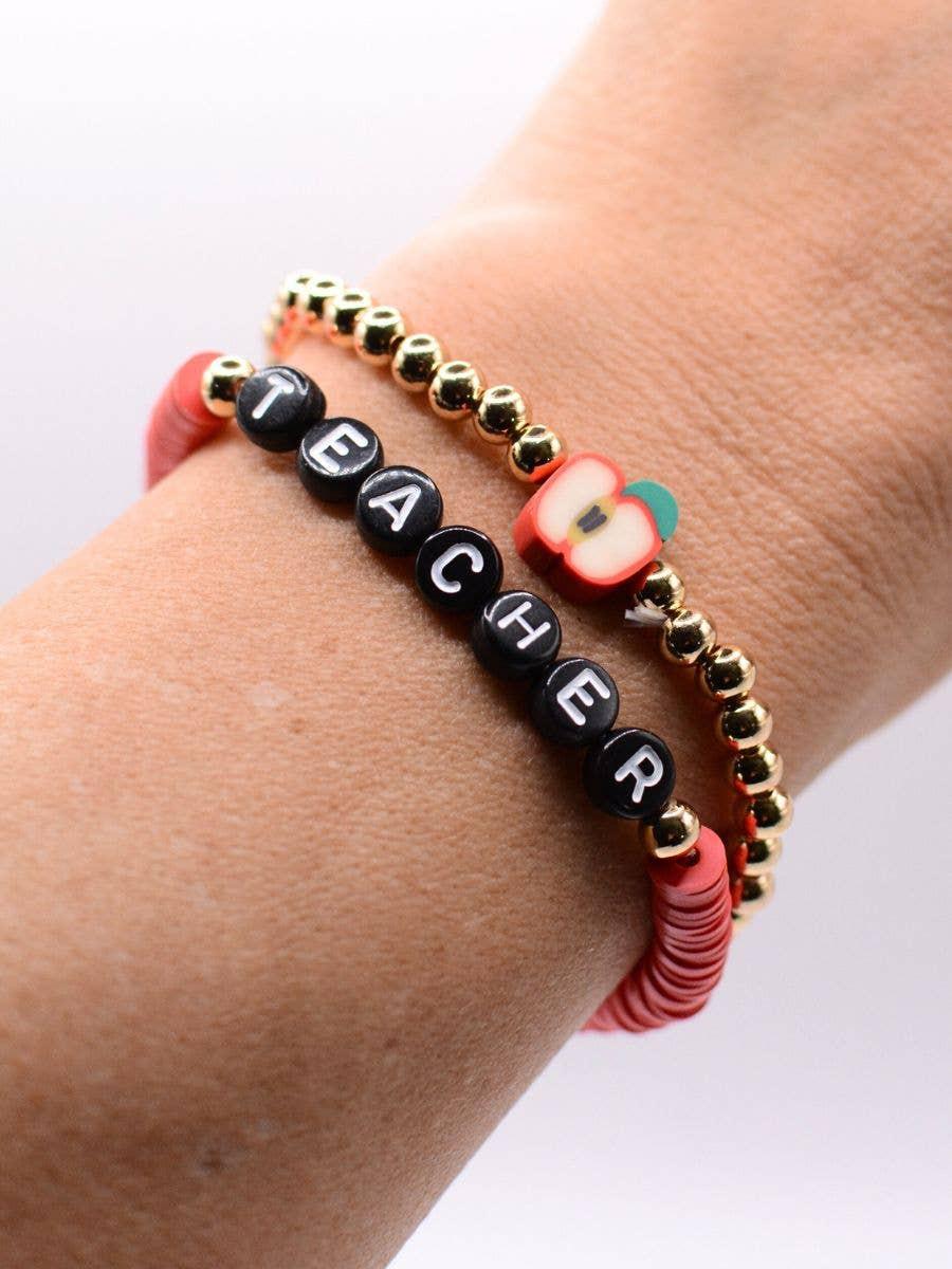 Red Teacher Bracelet Set
