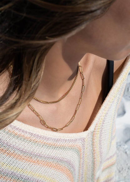 Layered Horizon Paperclip Necklace