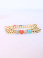Gold Beaded Stretch Bracelet – Multi‑Color Letter Beads