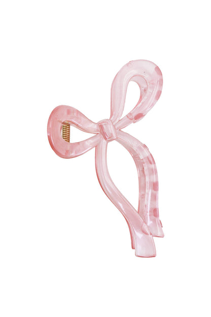 Pastel Jelly Clear Wavy Ribbon Bow Hair Claw: ASSORTED / ONE SIZE