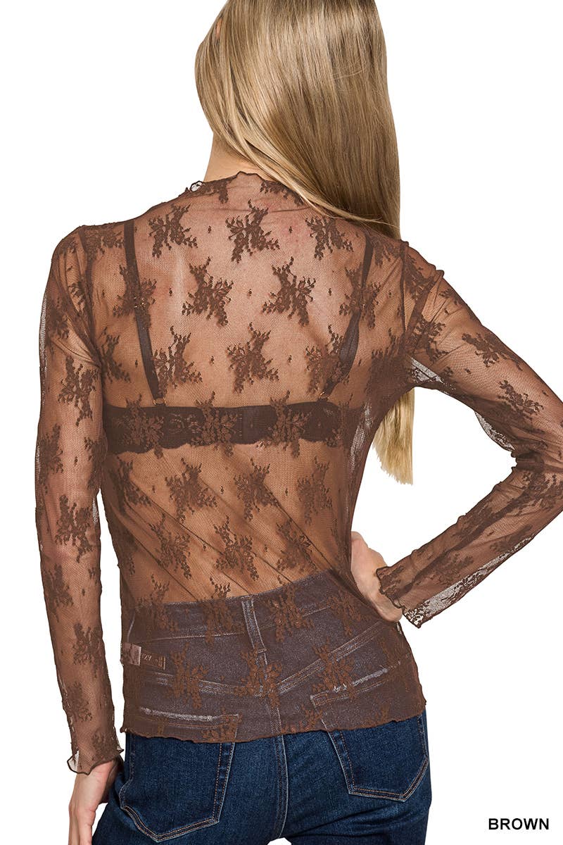 Lace See-through Layering Top: DK OLIVE / 2-2-2 (S-M-L)