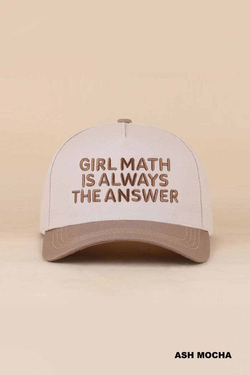 Girl Math Is Always The Answer Two Tone Snapback Hat: COW / 1(ONE SIZE)