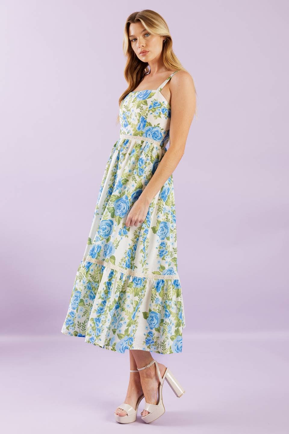 A printed woven midi dress - ID22040: IVORY / Contemporary / L