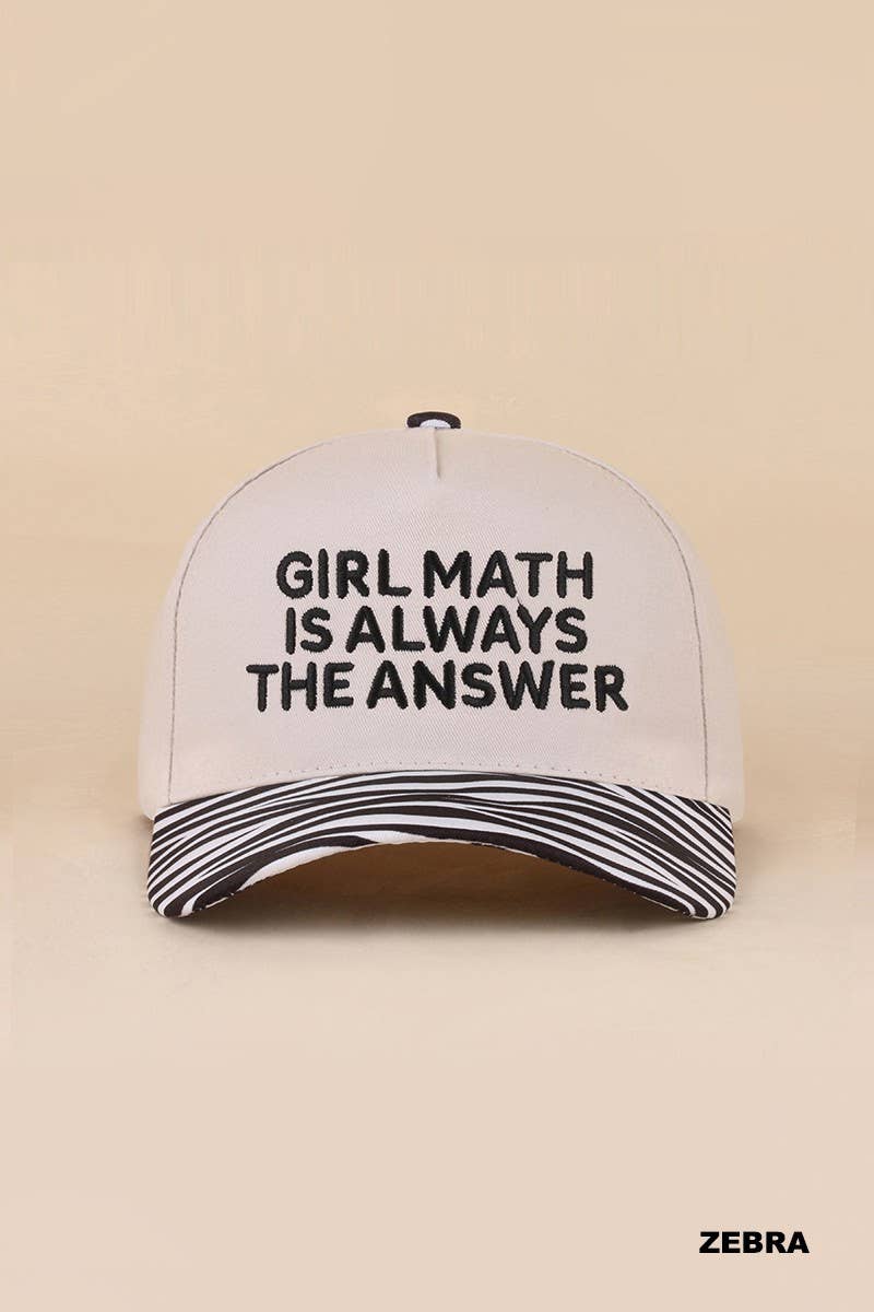 Girl Math Is Always The Answer Two Tone Snapback Hat: COW / 1(ONE SIZE)
