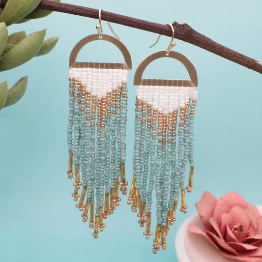 Gold Mint Fringe Earrings