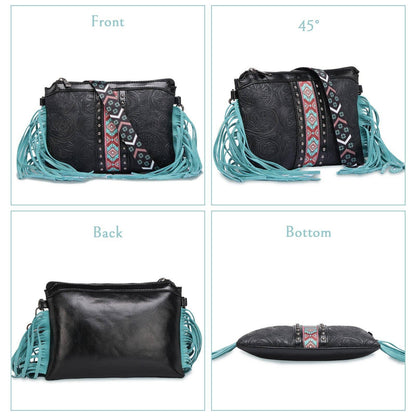 Dolly Fringe Crossbody - Black
