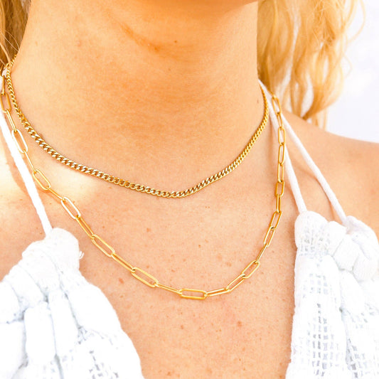 Layered Horizon Paperclip Necklace