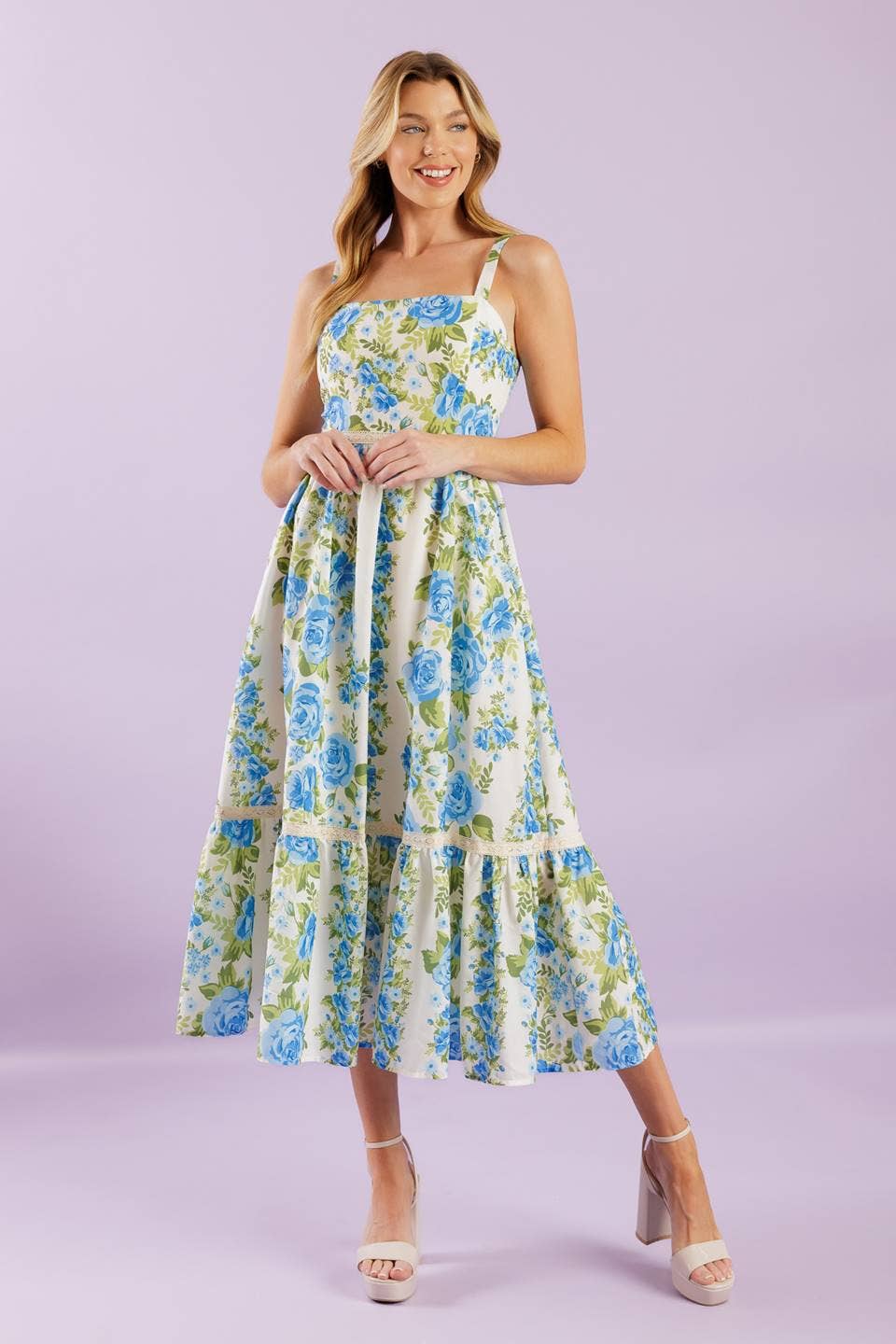 A printed woven midi dress - ID22040: IVORY / Contemporary / S