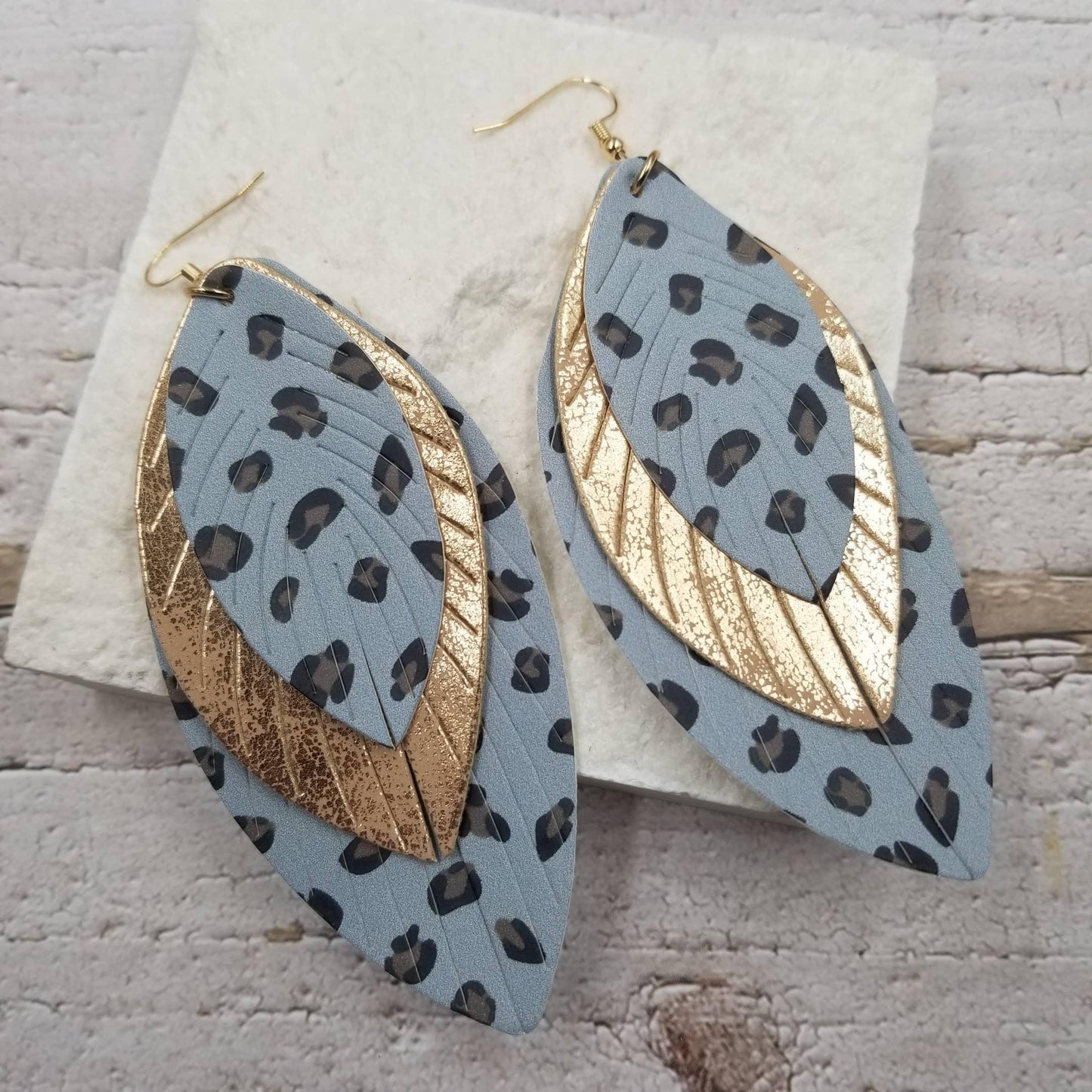 Leopard Three-ply Leaf Earrings