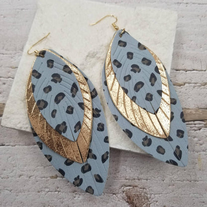 Leopard Three-ply Leaf Earrings