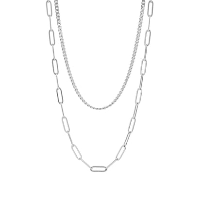 Layered Horizon Paperclip Necklace