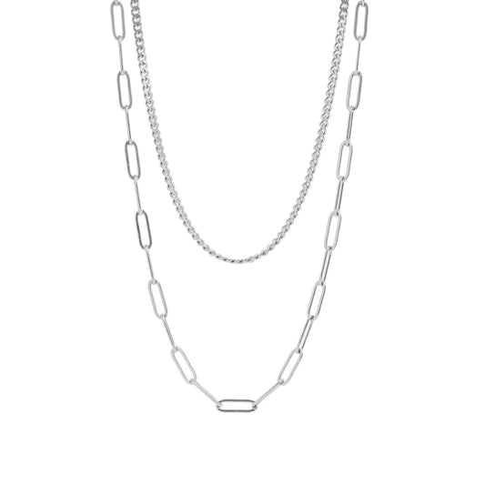 Layered Horizon Paperclip Necklace