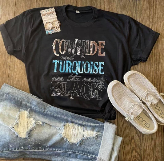 Cowhide & Turquoise Western Tee