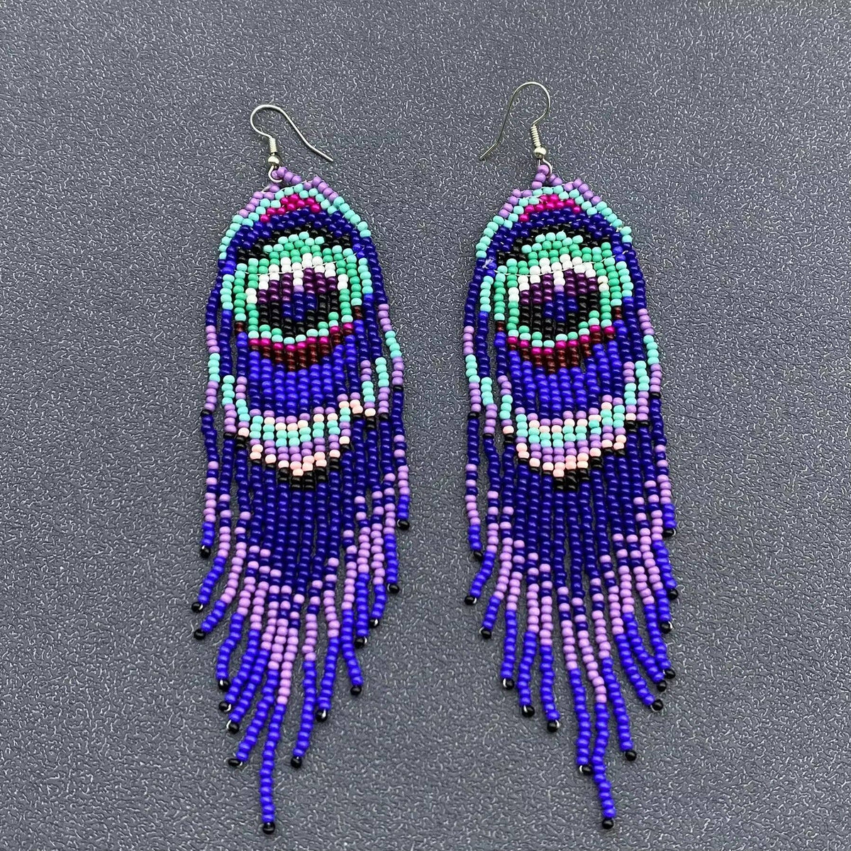 Colored Seed Beads Fringe Earrings - SB