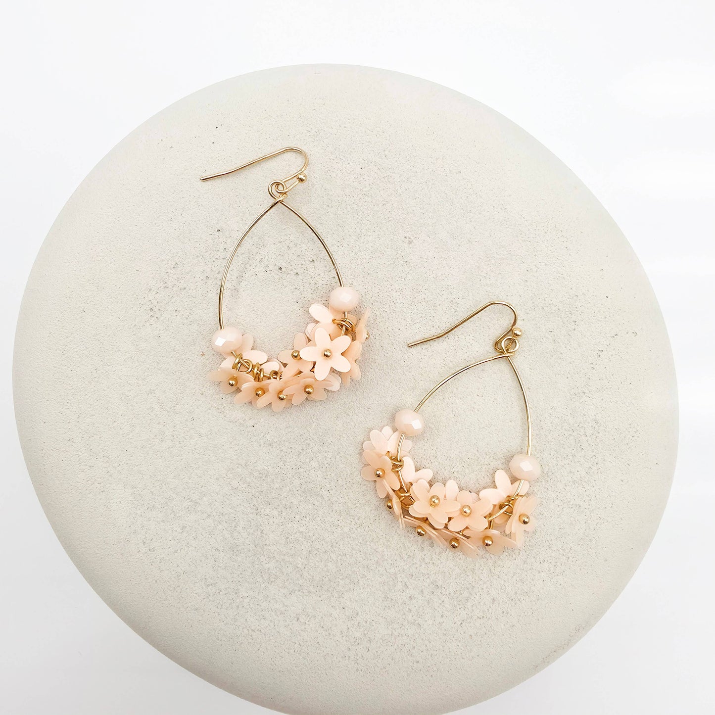 Blush Floral Cluster Teardrop Earrings