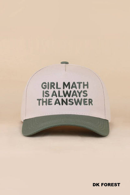 Girl Math Is Always The Answer Two Tone Snapback Hat: COW / 1(ONE SIZE)