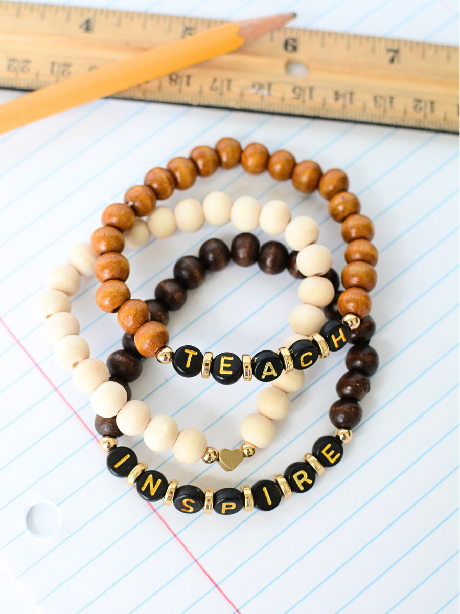 Wood Style -Teach Inspire Stretch Bracelet