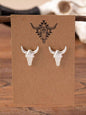 South Western Studs- Bull / Longhorn stud earrings : Silver / Bull