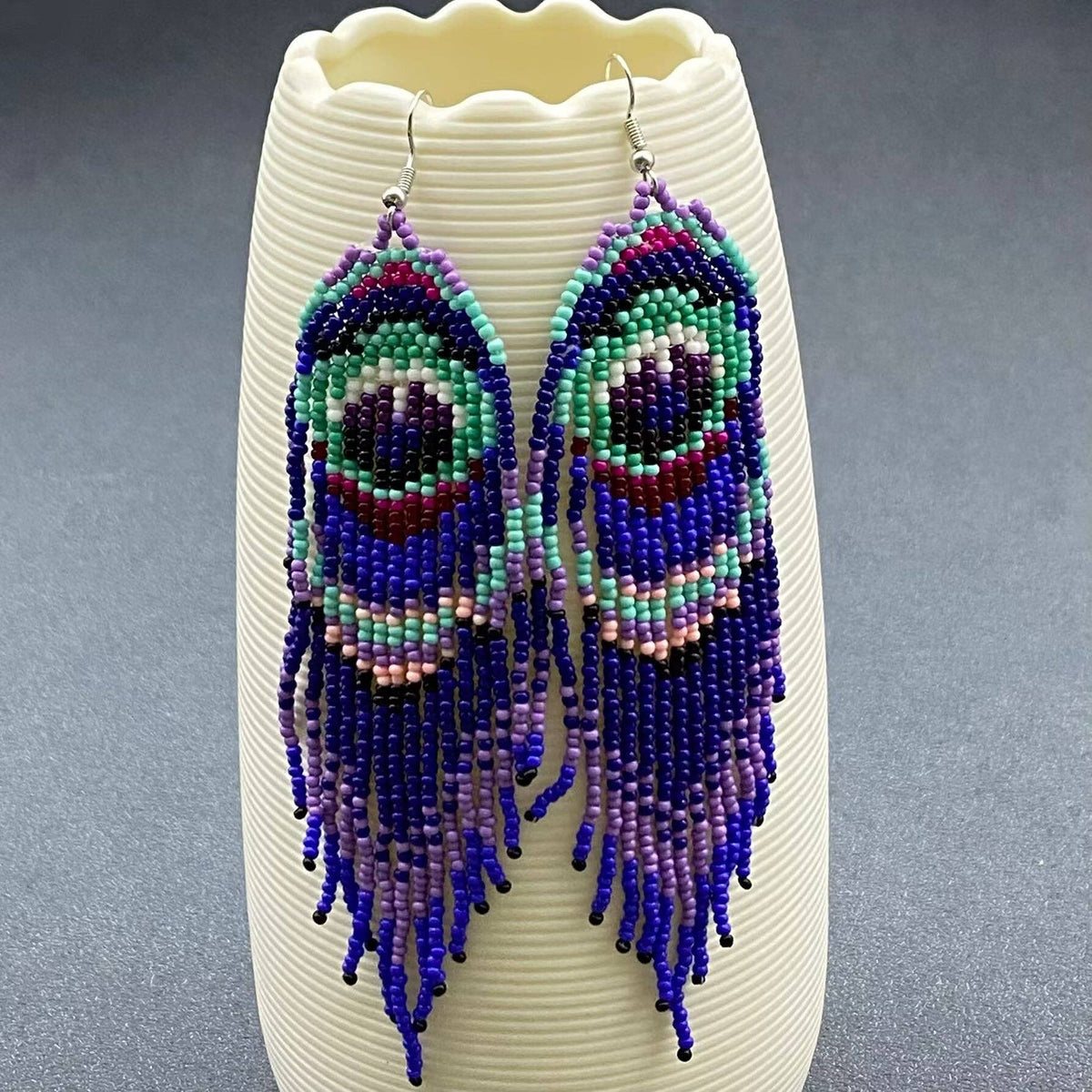 Colored Seed Beads Fringe Earrings - SB