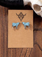 Turquoise Animals - Stud Earrings: Cow