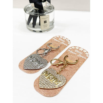 Mom Heart with Rhinestone Key Chain