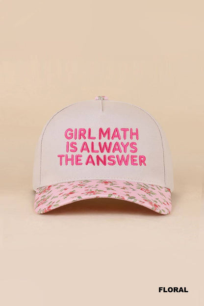 Girl Math Is Always The Answer Two Tone Snapback Hat: COW / 1(ONE SIZE)