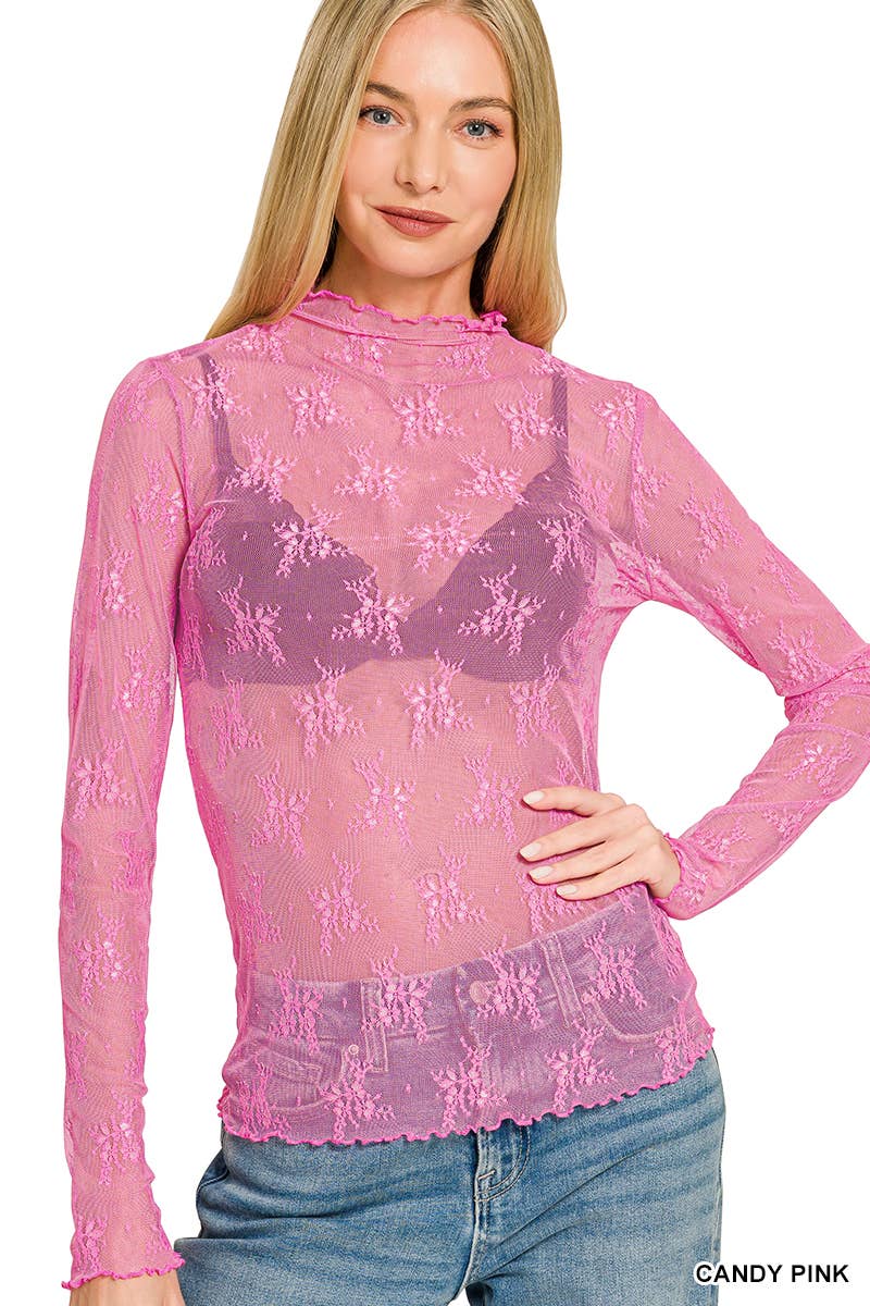 Lace See-through Layering Top: LT ROSE / 2-2-2 (S-M-L)