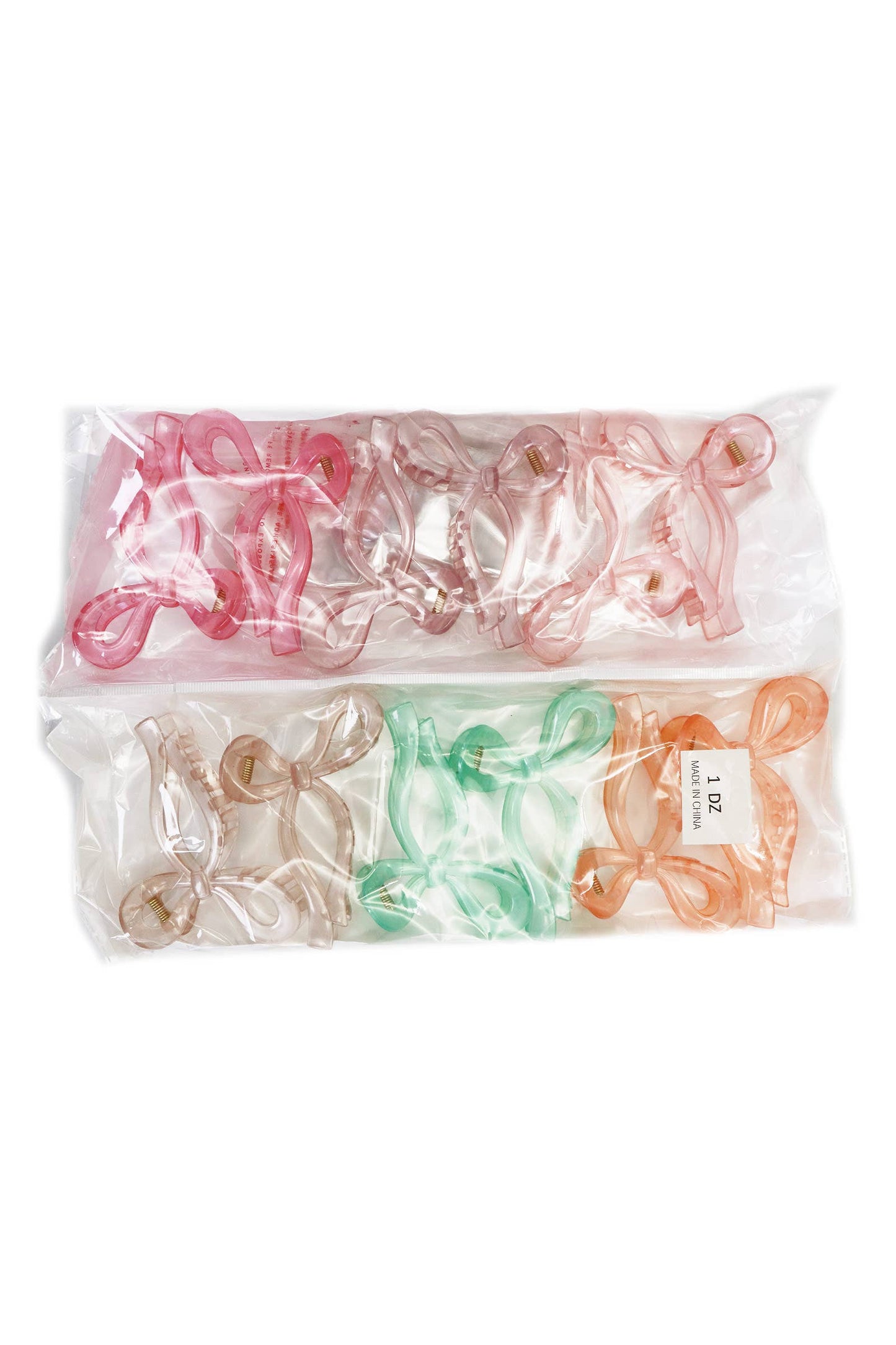 Pastel Jelly Clear Wavy Ribbon Bow Hair Claw: ASSORTED / ONE SIZE