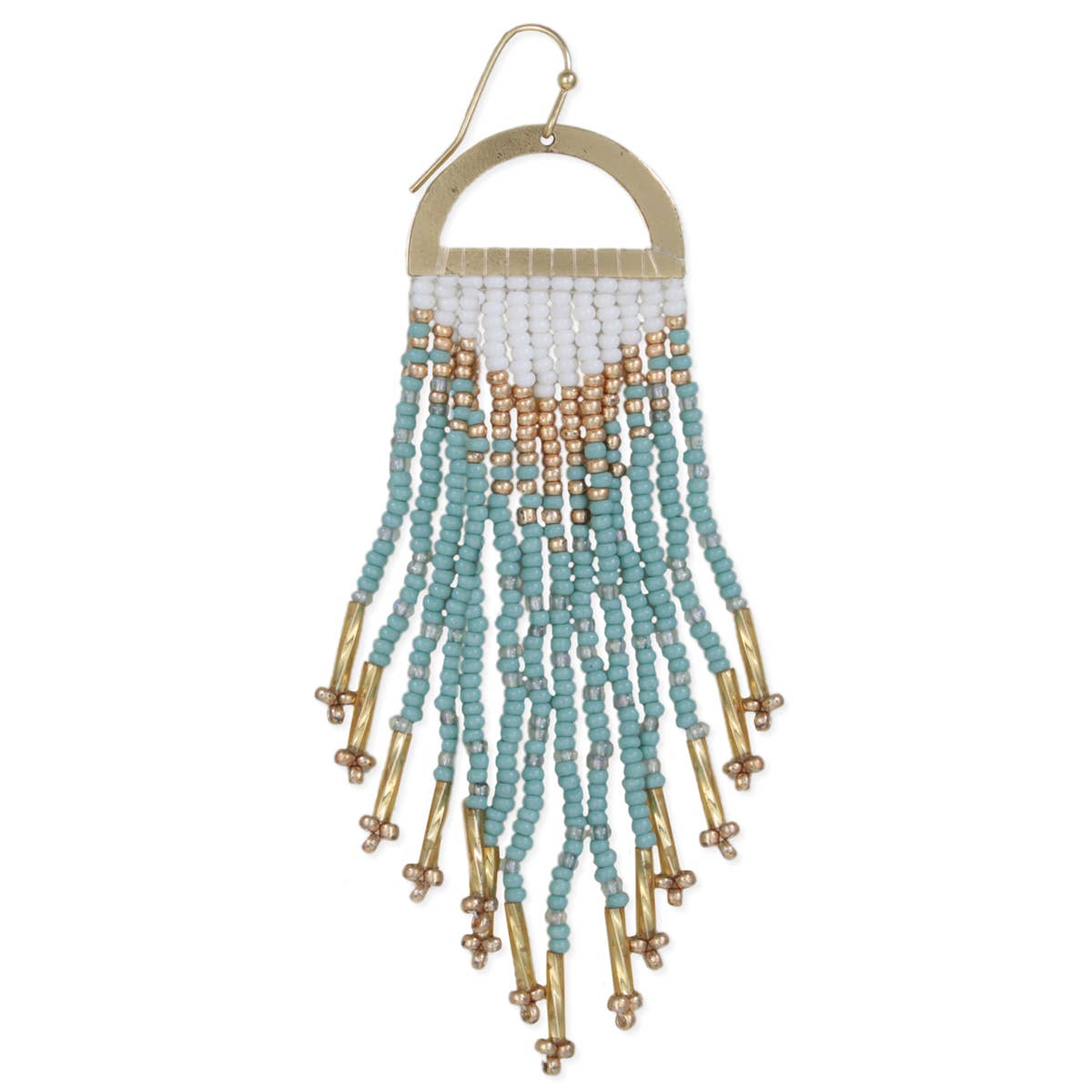 Gold Mint Fringe Earrings
