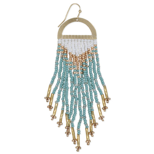 Gold Mint Fringe Earrings