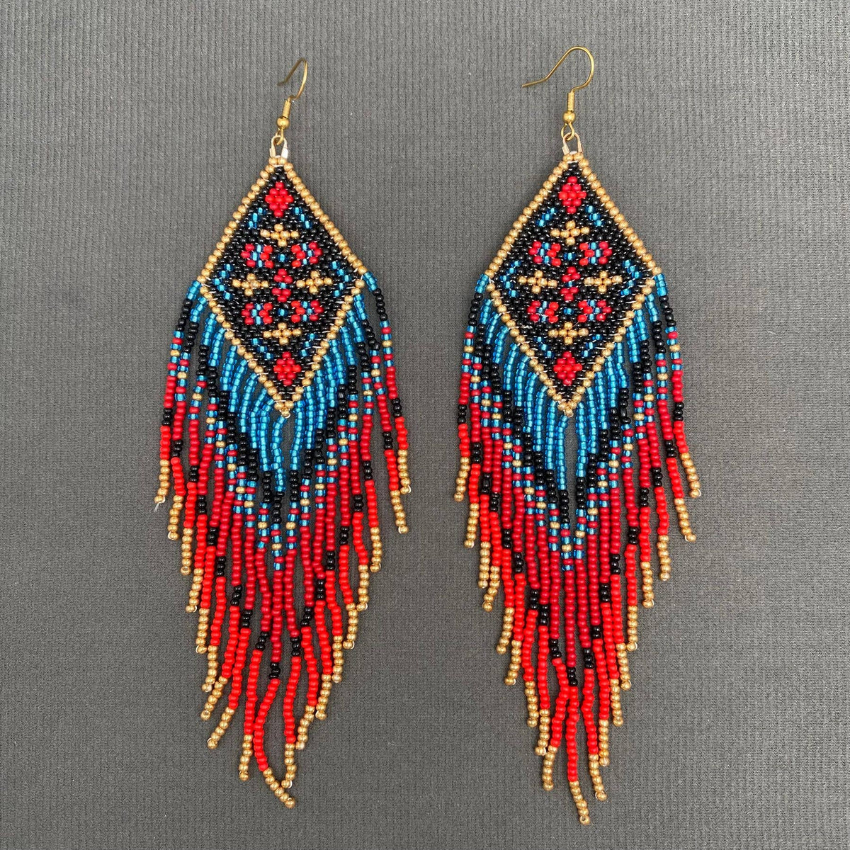 Boho Handmade Seed Beads Tassel Long Earrings - BJ/SB