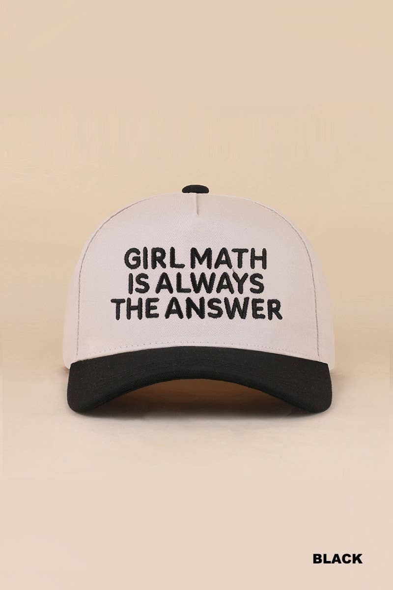 Girl Math Is Always The Answer Two Tone Snapback Hat: COW / 1(ONE SIZE)