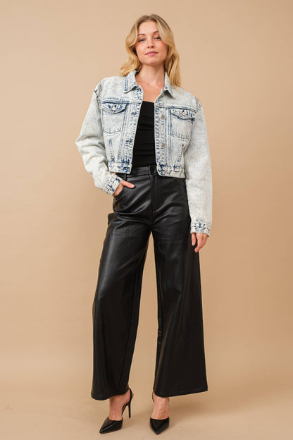 Acid Washed Beaded Denim Jacket