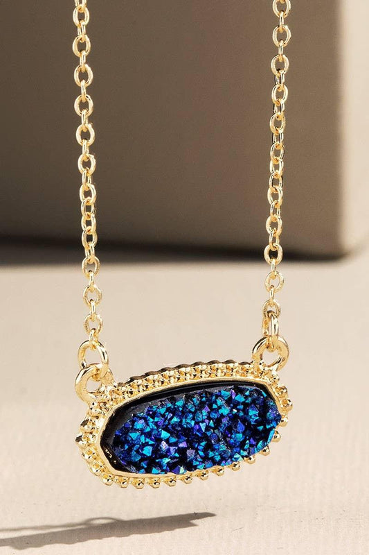 Drusy Necklace – Midnight Blue