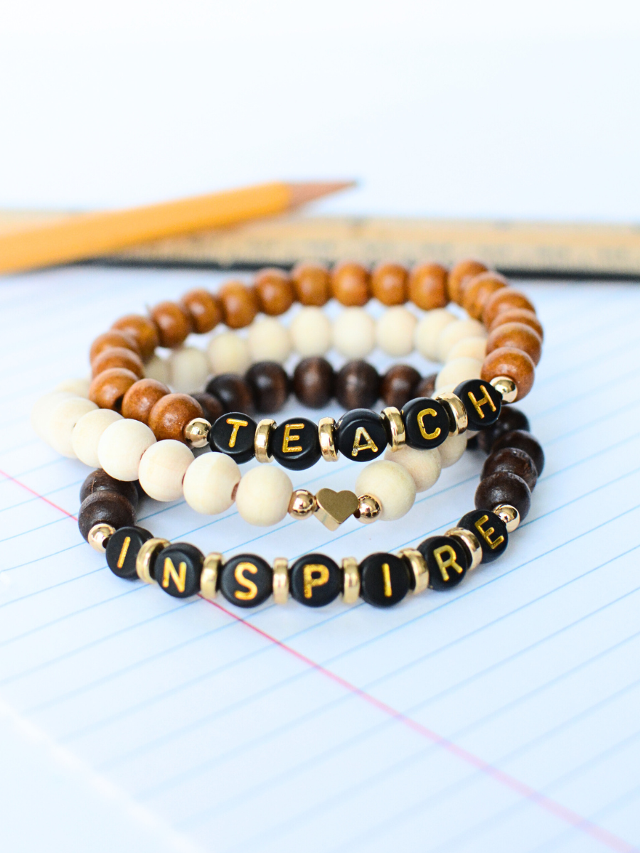 Wood Style -Teach Inspire Stretch Bracelet