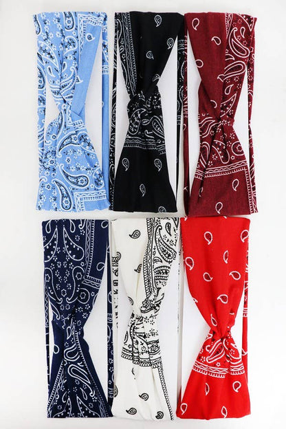 Classic Turban Twist Paisley Bandana Headbands