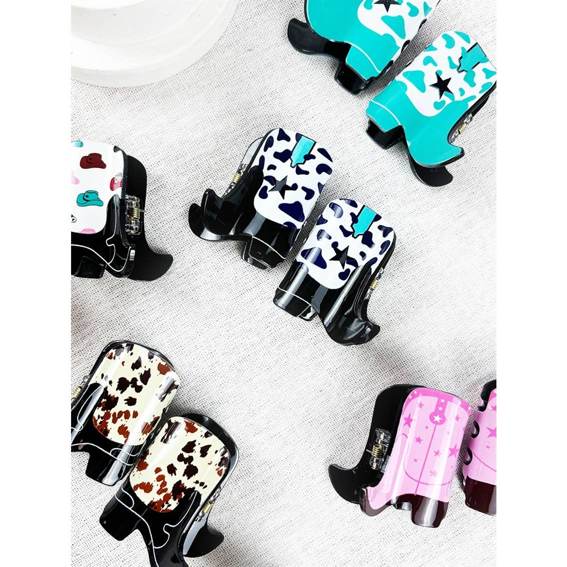 Mini Cowboy Boot Hair Claw Clip: MIX COLOR / ONE(12)